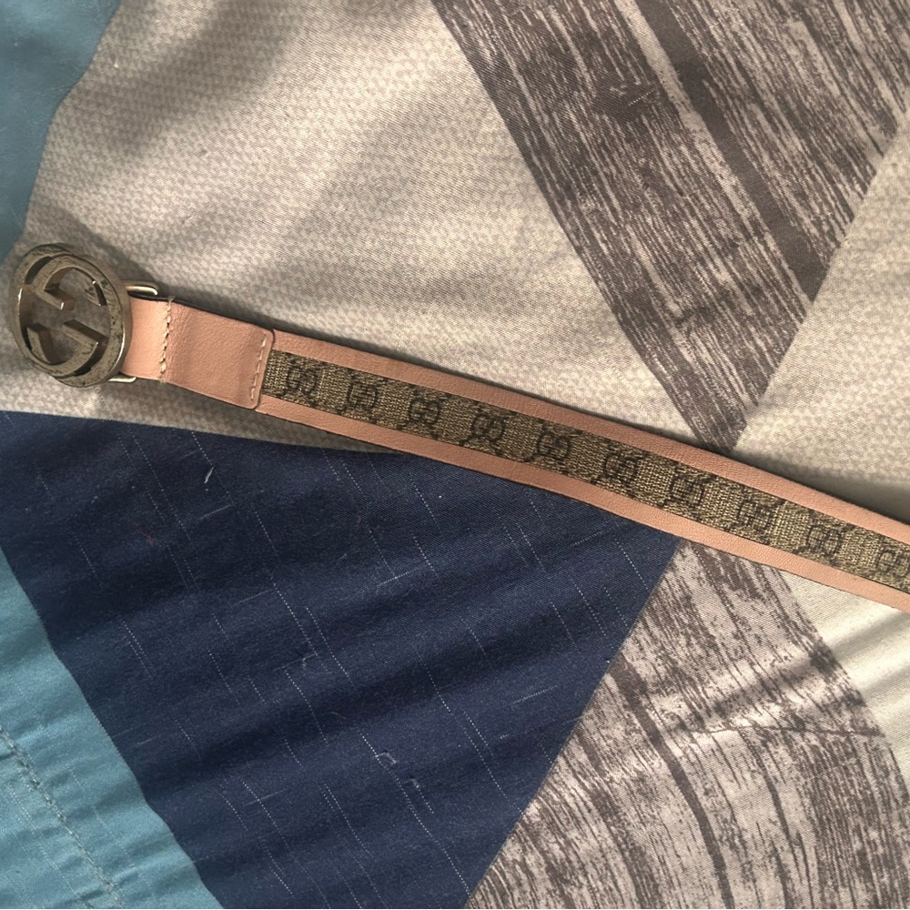 Gucci Beige and Pink Gucci's Belt